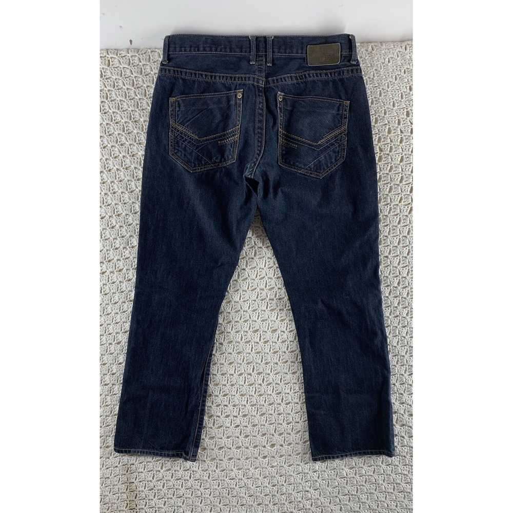 BKE Buckle Jake Men 33S Approx 32x29 Straight Leg Button Fly Dark Blue‎ Denim…